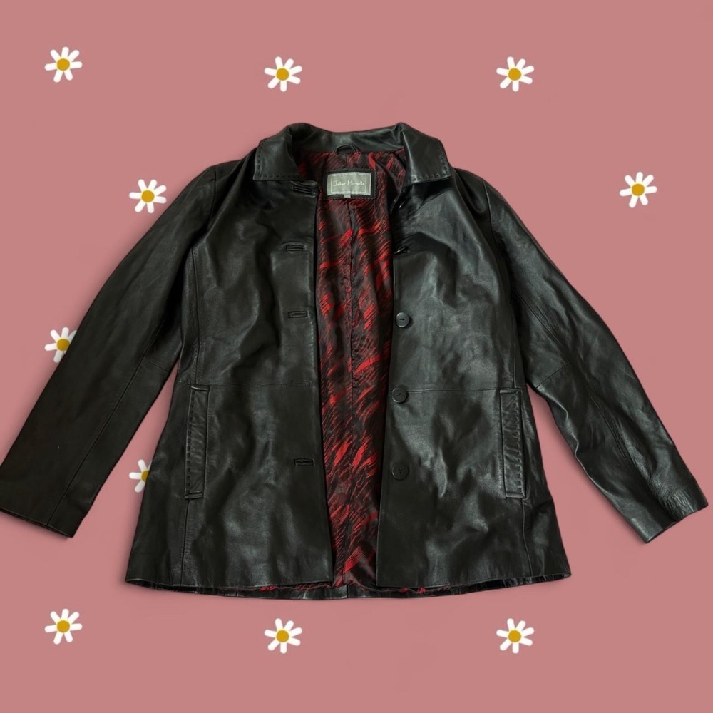 Women's Red & Black Leather Jacket